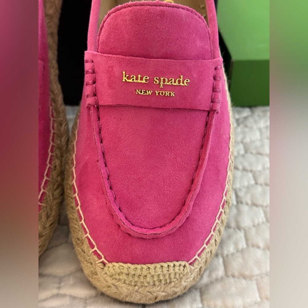 NWT Kate Spade Eastwell Espadrilles Suede/Jute Rhododendron Grove Size 9B - Picture 6 of 9